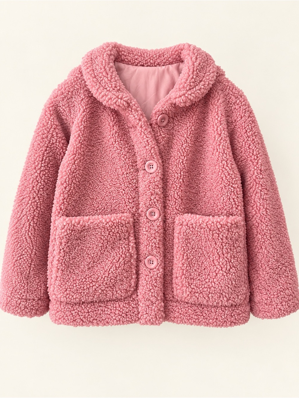 Urban Republic Cozy Pink Sherpa Button-Front Jacket